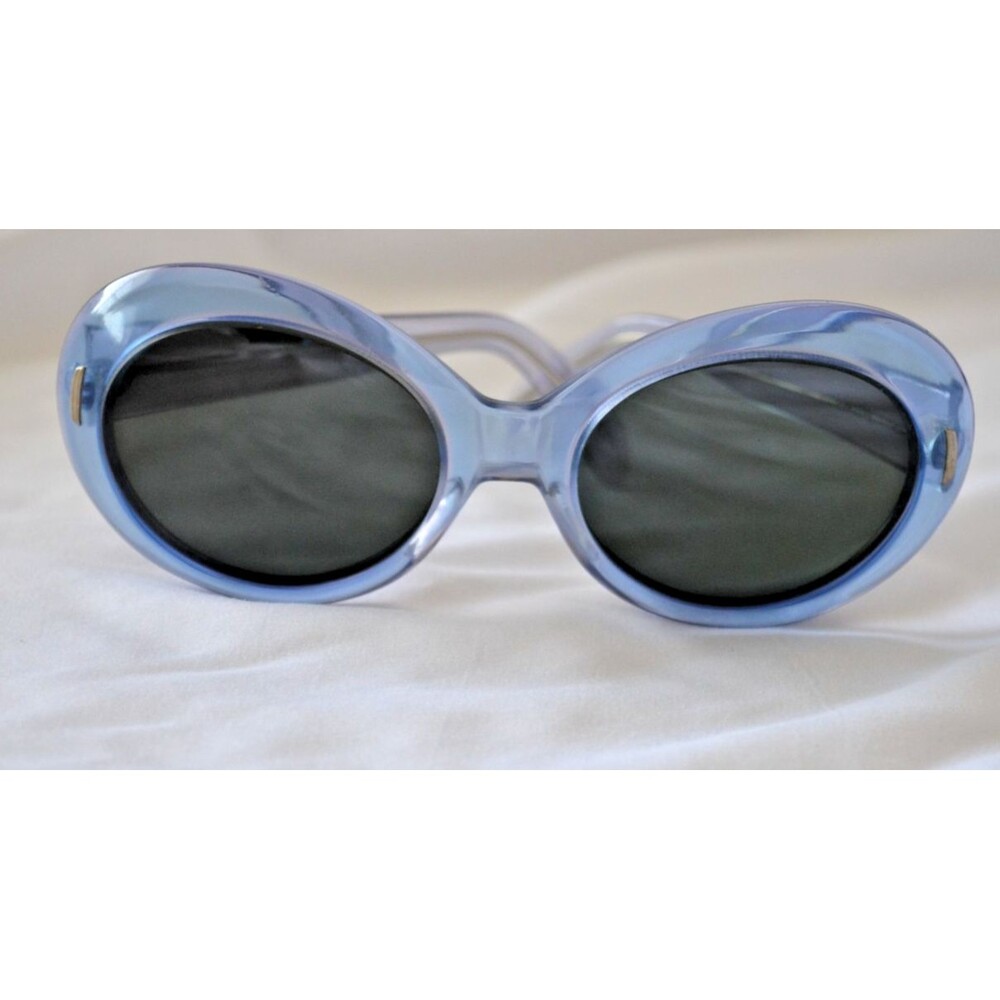 1960's Suntimer Victory S-593 Clear Blue Oversized Sunglasses Frames